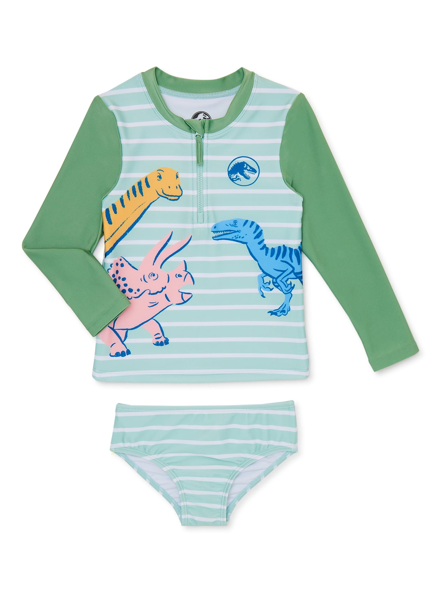 Jurassic Park Toddler Girl Long Sleeve Rashguard and Swim Bottom Set, 2-Piece, Sizes 2T-5T