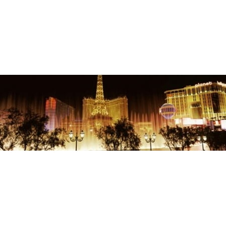 Hotels in a city lit up at night The Strip Las Vegas Nevada USA Poster Print