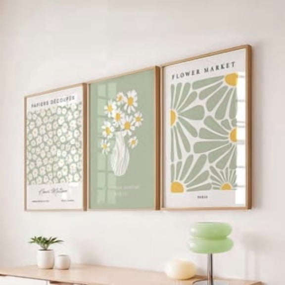Sage Green Prints: Set of 3, Sage Daisy Wall Art, Matisse Poster, Paris Flower Market, Living Room Art, Preppy Pastel Bedroom Wall Art, Poster Only