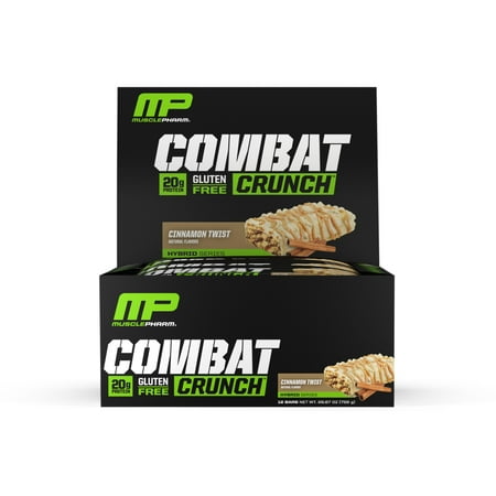 MusclePharm Combat Crunch Protein Bar, Cinnamon Twist, 20g Protein, 12 (Best Combat Crunch Bar Flavor)