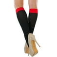 thumbnail image 7 of ToBeInStyle Women's Opaque Knee High Socks w/ Contrasting Band - Black/Red, 7 of 7