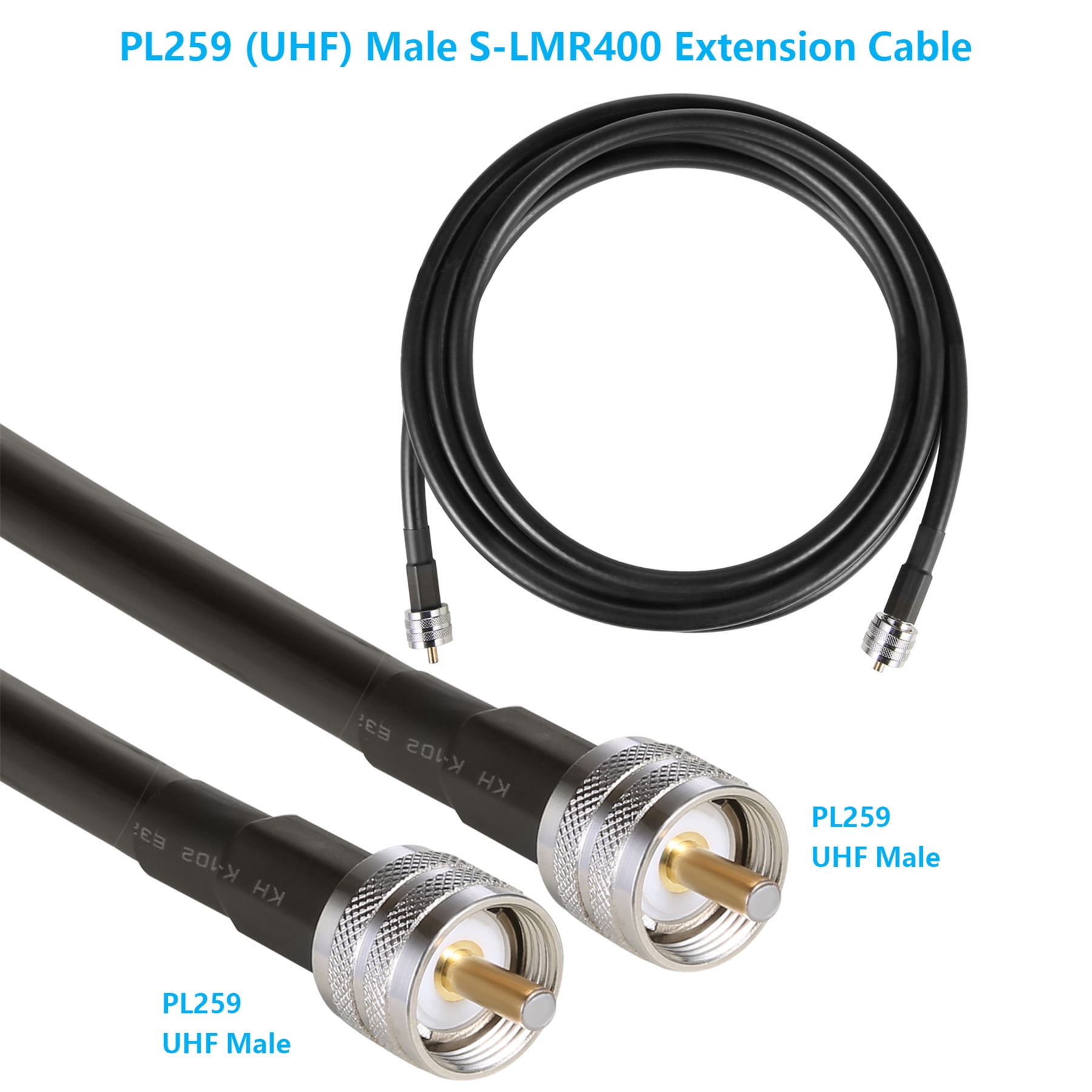 GEMEK 100ft PL259 S-LMR400 Coaxial Cable for CB Radio