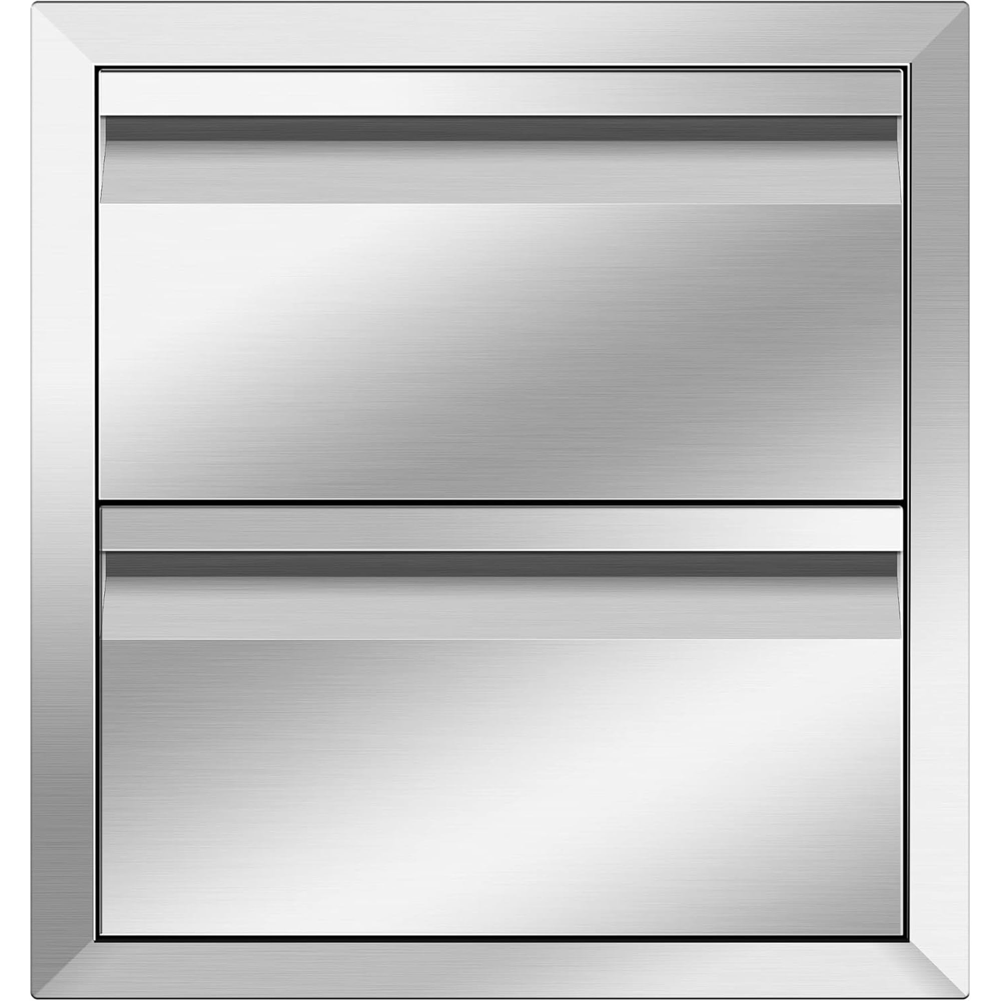CeXuanTerOutdoor Kitchen Drawers Stainless Steel 14W X 15H X 23D Inch, Flush Mount Double BBQ Island Drawers with Hidden Handle for Outdoor Kitchens, Patio or Grill Station