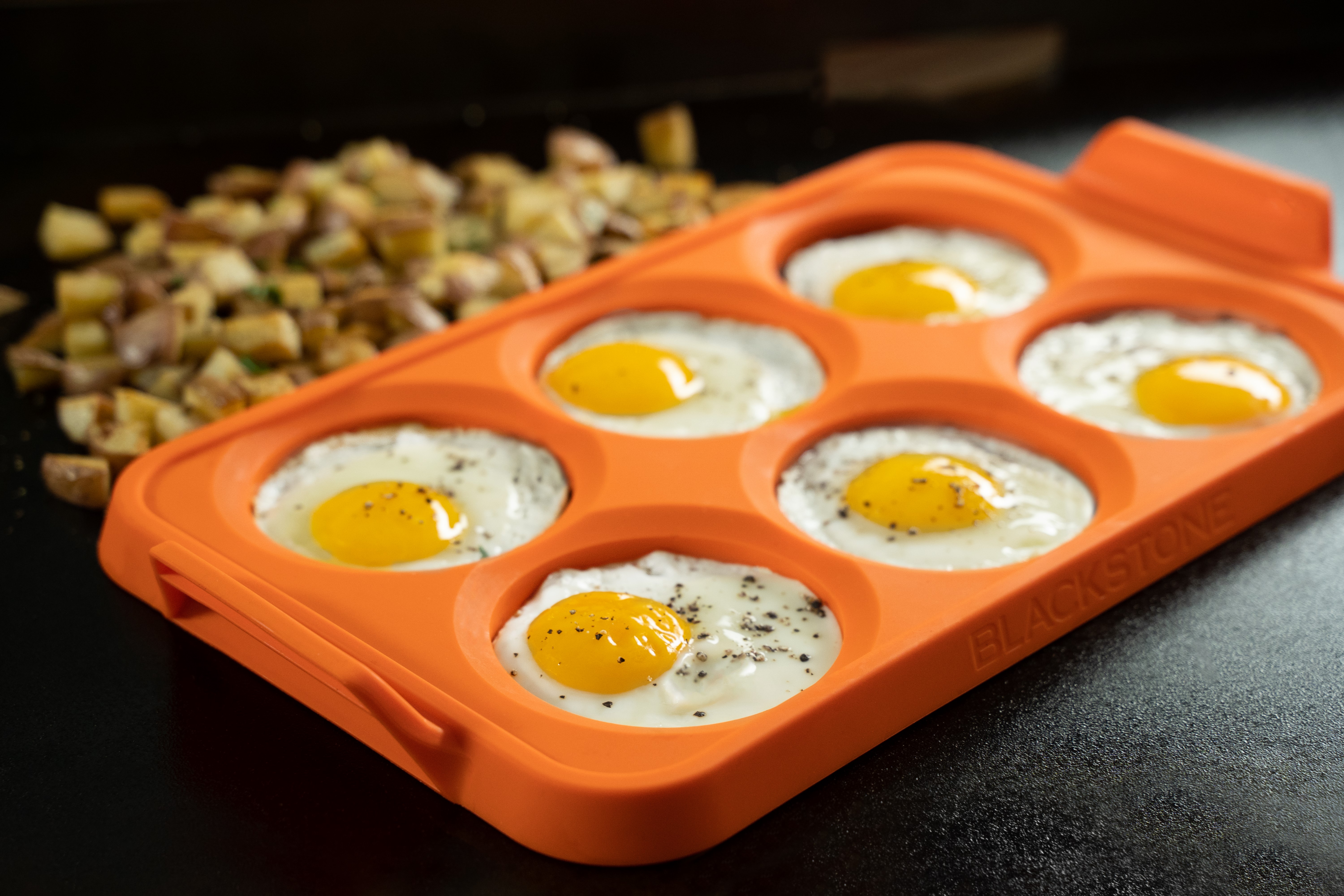 Blackstone Silicone 6 Section Egg Ring Egg Mold Tray in Orange 