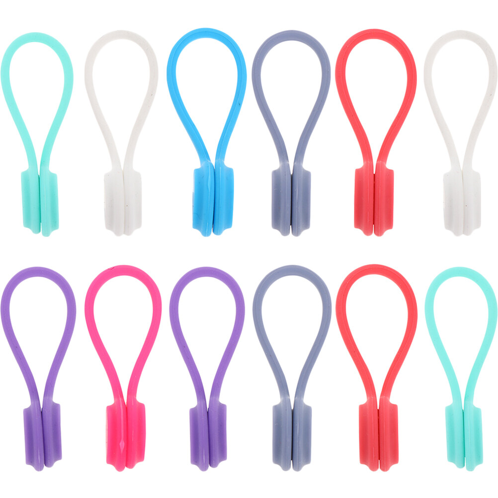 12Pcs Silicone Cable Ties Cord Colored Cable Organizers Cord