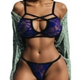 thumbnail image 1 of Gibobby Conjunto de lencería de encaje Cage Strappy Cage Bra Out Set Hollow Bra Bustier Elástico Bra Mujeres Íntimos(Azul, M), 1 of 3