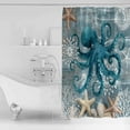 thumbnail image 4 of Teal Coastal Octopus Shower Curtains for Bathroom Waterproof Fabric Bath Curtains Decor Bath Tub Curtain Nautical Starfish Coral Beach Decorative Shower Curtain Sets with 12 Hooks, 72x72 Inch, 4 of 6