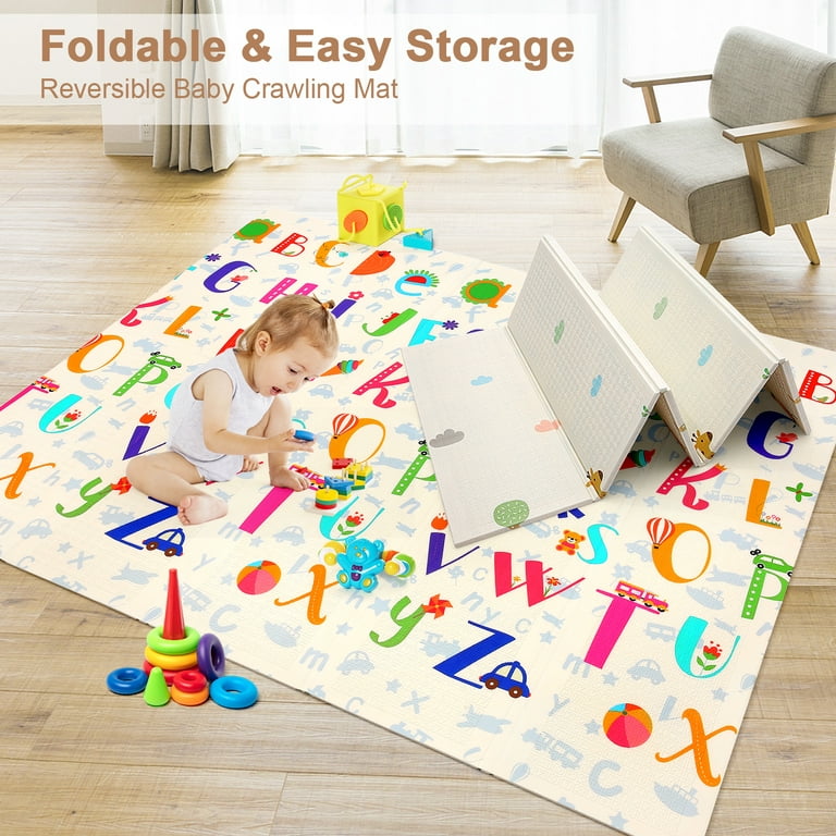 RELOIVE Foldable Baby Play Mat,79x59Extra Large XPE Foam Baby  Mat,Double-sided Baby Crawling Mat,Waterproof Anti-Slip Reversible Mat for  Babies