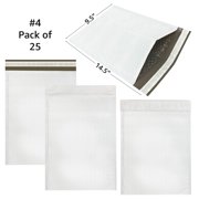 StarBoxes 25 Poly Bubble Mailer Bags 9.5x14.5 - #4 White Self-Sealing