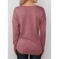 thumbnail image 4 of Sudadera de mujer con cuello en V y botones de color puro, manga larga, informal, holgada, para otoño y primavera, 4 of 6
