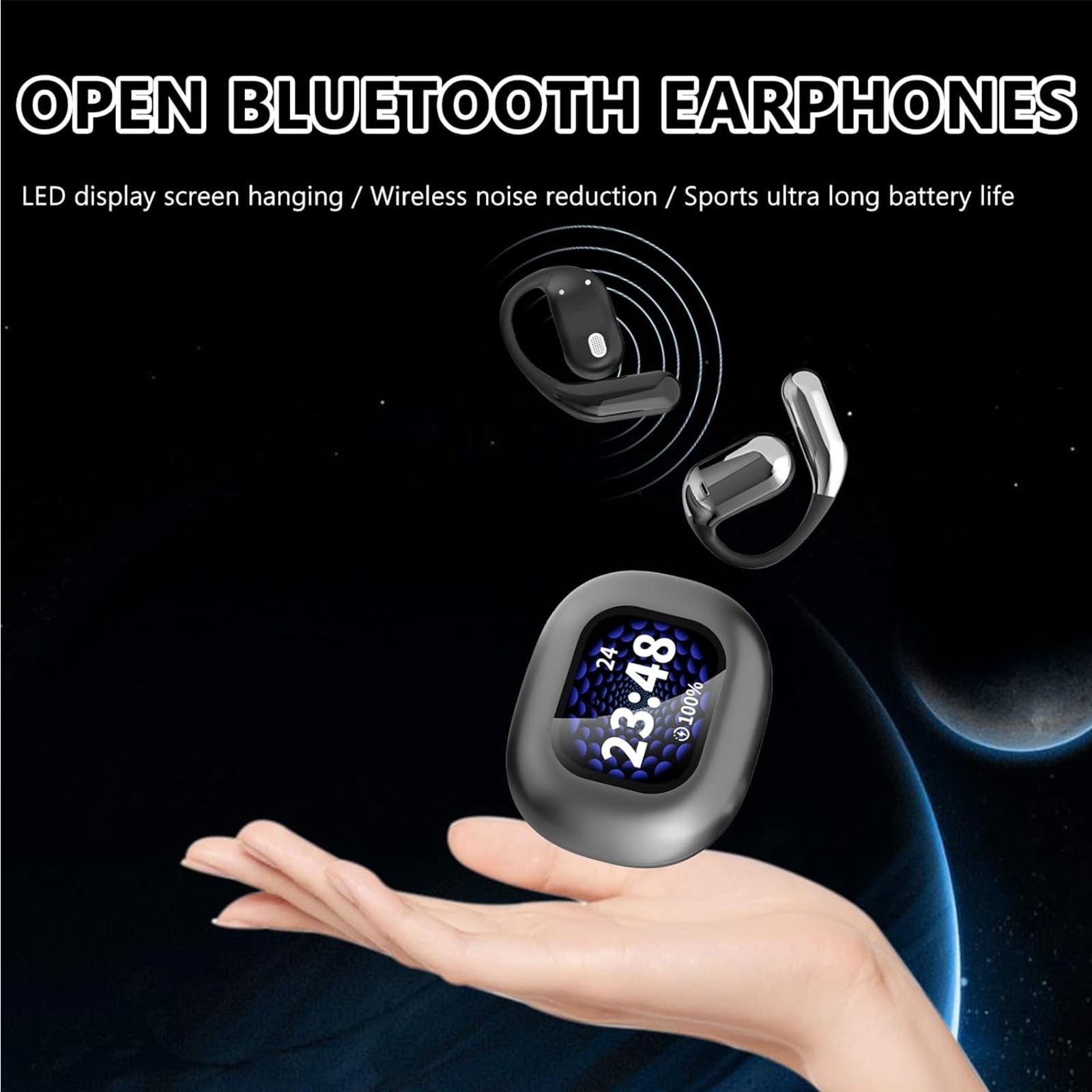 Erazer Over The Ear Earbuds Xp2, Erazer True Wireless Open Ear Earbuds Bluetooth 5.4 Pro,Waterproof Earphone, Erazer wireless Earbuds, Open Ear Headphones with LED Display,Erazer Earbuds