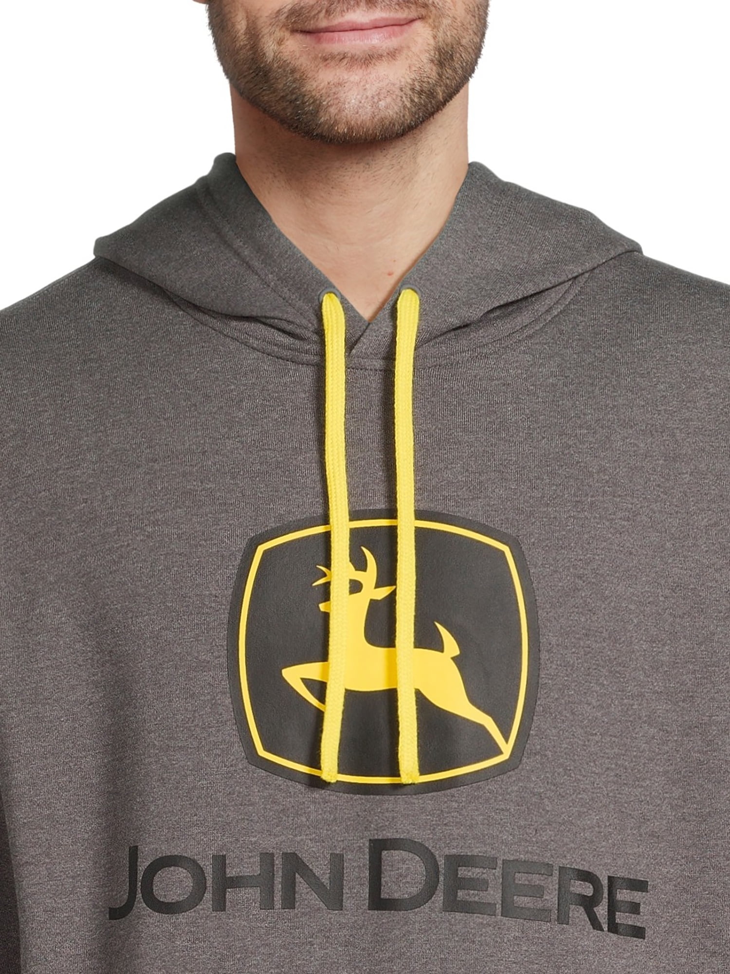 John Deere Men’s and Big Men’s Graphic Logo Fleece Pullover Fleece Hoodie, up to Size 3XL