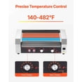 thumbnail image 3 of Hot Dog Roller 12 Capacity - Stainless Steel Roller Grill - 750W Electric Hot Dog Cooker with Temp Control & Drip Tray - Commercial/Home Use, 3 of 8