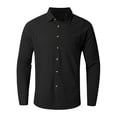 thumbnail image 3 of Mens T-shirts Men's Long Sleeve Lapel Shirt Casual Solid Holiday Cardigan Shirts Tops Yoga Workout Top Lime Jumpsuit Men Warm Bedroom Slipper Mens Short Sleeved Athletic Tops Tan Short Black XL, 3 of 5