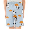 thumbnail image 3 of Penguin Umbrella Pattern Athletic Shorts Breathable with Comfort Fit Drawstring Casual Sweatshorts X-Small, 3 of 9