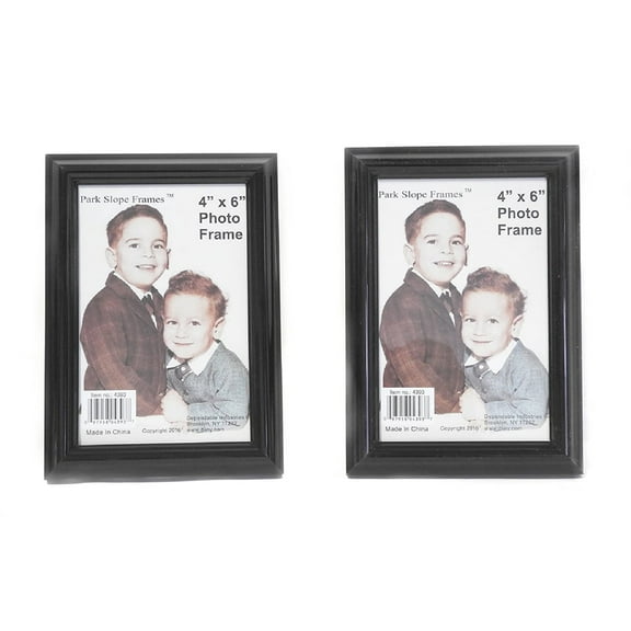 2 Pack Photo Frame 4 x 6 Table Top or Wall Mount Horizontal Or Vertical Easel Home Office Commercial Display Use Party Favor Wedding Anniversary Black