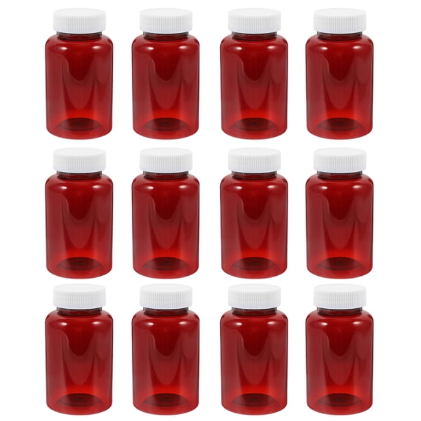 12 PCS Medicina vacía Container Píldoras de plástico Botellas botellas de almacenamiento de píldoras vacías con tapas