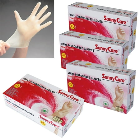 

400pcs SunnyCare Powder Free Vinyl Gloves Food Service (Latex Nitrile Free) XL