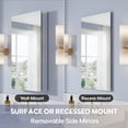 thumbnail image 2 of ANGELES HOME 20" x 36" Mirror Medicine Cabinet, Wall Mounted Medicine Cabinet with Tempered Mirror, Anodized Chrome Aluminum Frame, Bathroom Cabinet with 3 Adjustable Shelves, Left Open Door, 2 of 12
