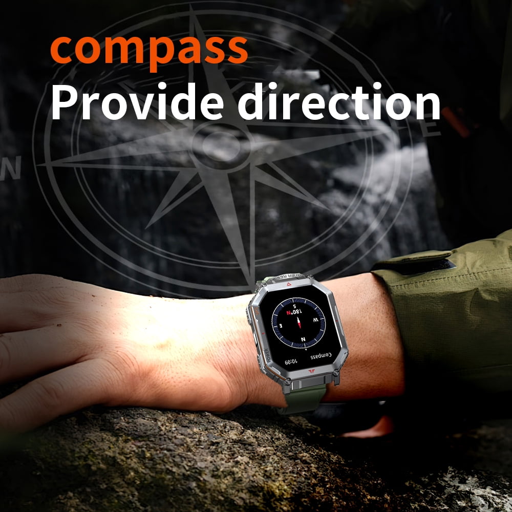 AIEK KR92 With Ai ChatGPT GPS Smart Watch 3ATM Waterproof 450mAh Bluetooth Call Outdoor LED Flashlight Compass Outdoor Sport Smartwatch