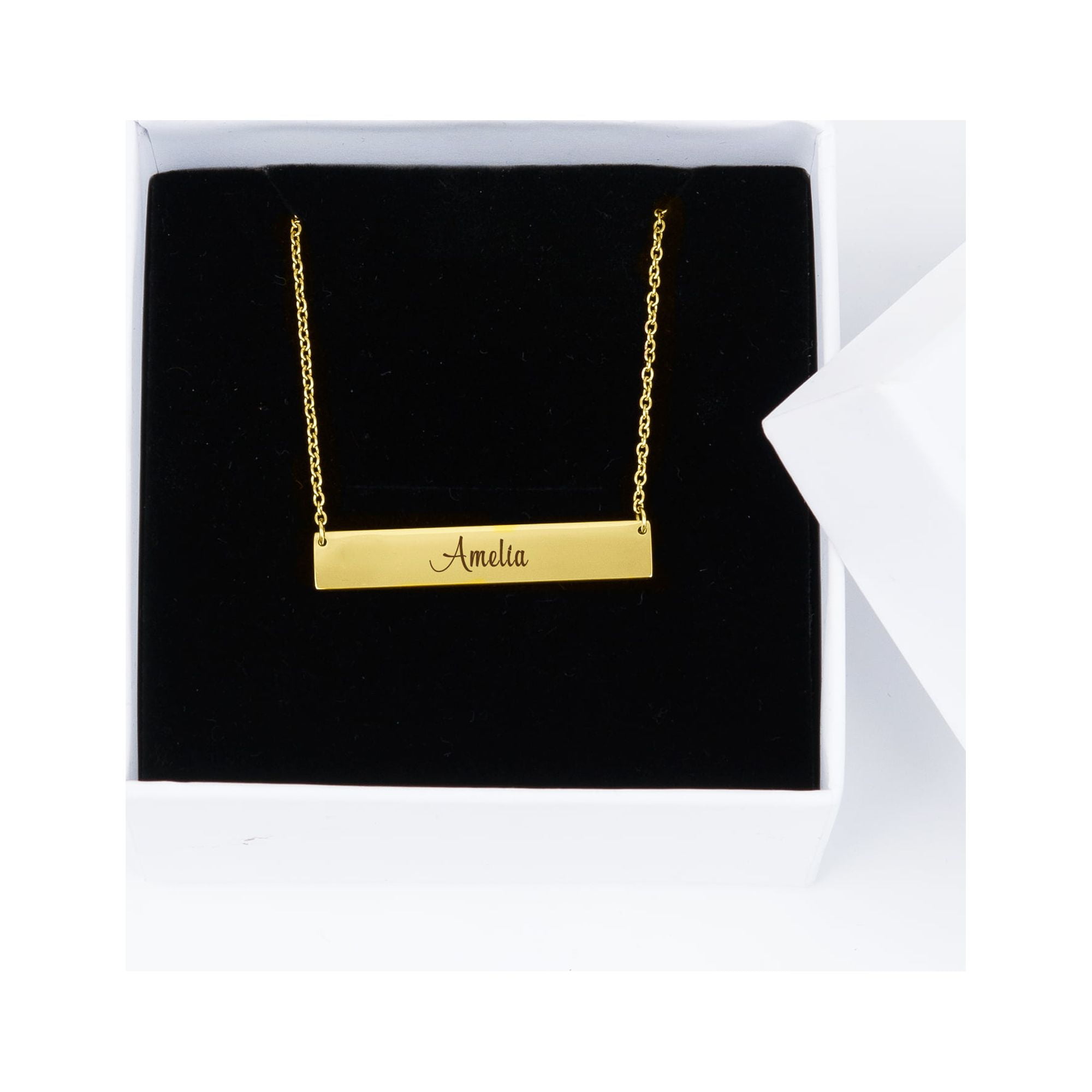 Personalized Polished Stainless Steel Bar Name Necklace Engrave Birthday Christmas Anniversary Gift for Mom Her