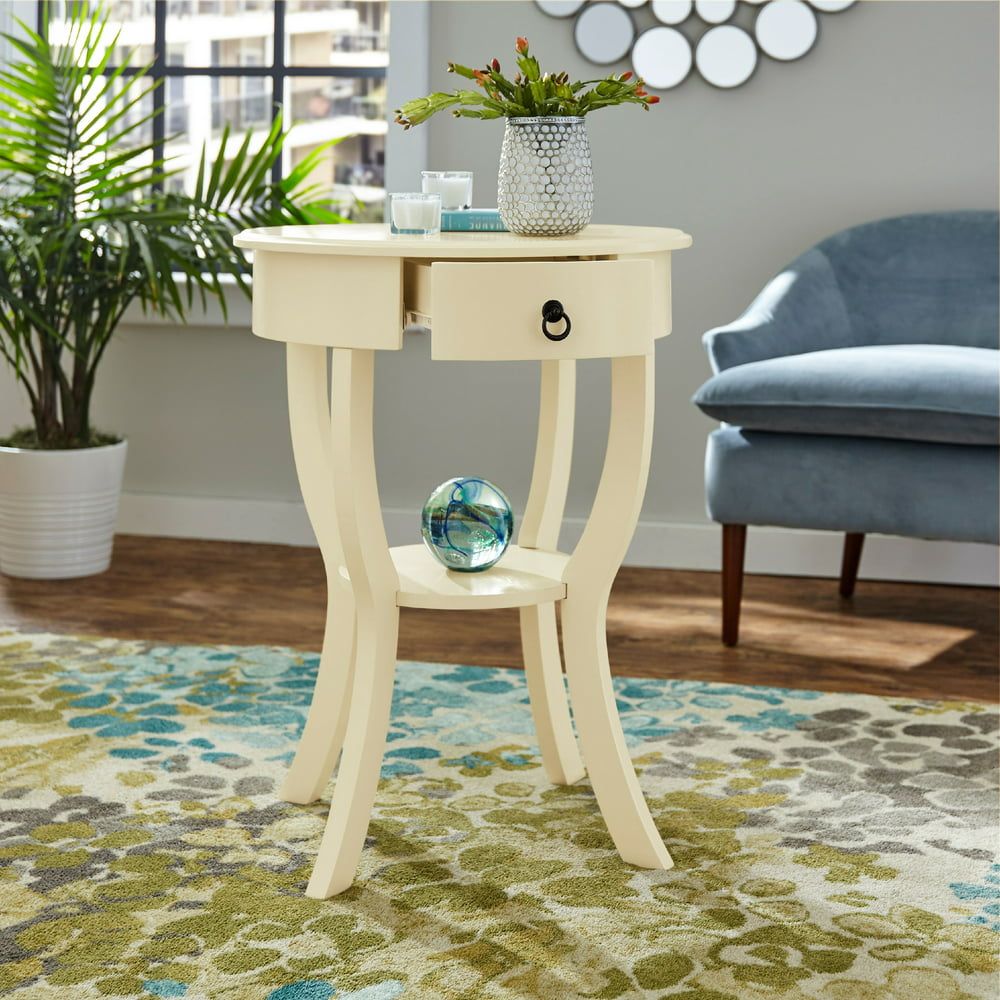 Liokie Tall Accent Table with Storage, Antique White - Walmart.com ...