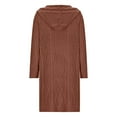 thumbnail image 6 of Dazajoo Women Hooded Open Front Cardigan Cable Knit Sweaters Solid Color Chunky Long Sweater Coats with Pockets,Brown,S, 6 of 7