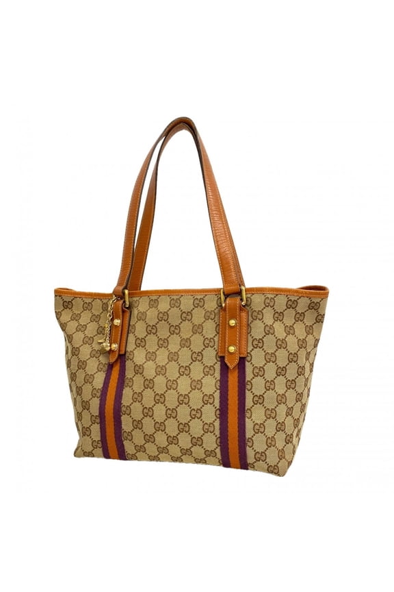 Pre-Owned Gucci GG Canvas Tote Bag 137396, Brown Canvas, Women's