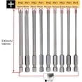 thumbnail image 2 of HUGFEGWE Screwdriver Bits Set 9pcs 1/4 inch Hex Shank Magnetic Phillips Screwdriver Bit 100mm Length S2 Screw Driver Kit Tools CJB91-24229, 2 of 4