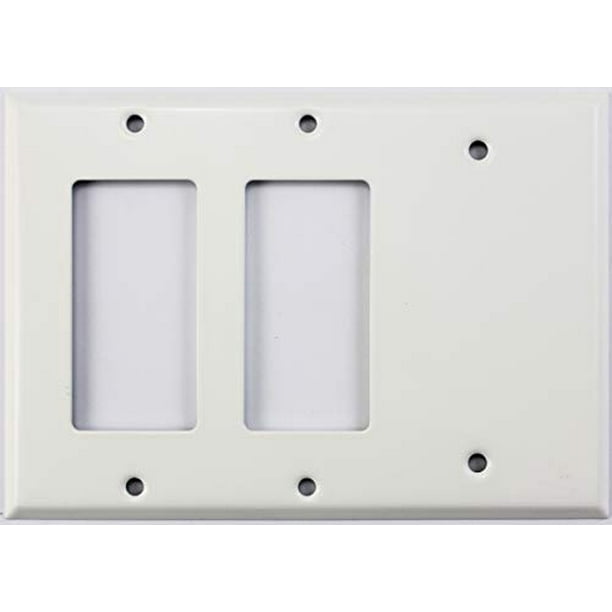 Smooth White 3 Gang Combo Wall Plate 2 GFCI/Rocker Openings 1 Blank