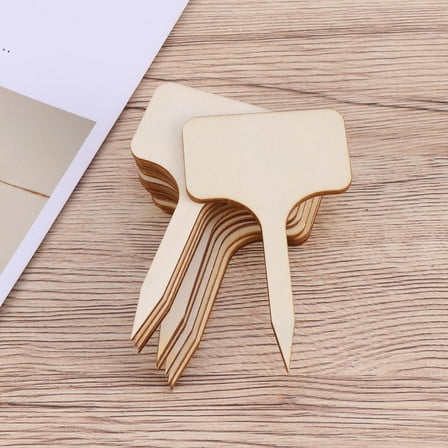 LEORX 50pcs Wood Plant Labels Small Blackboard for Indoor Decor Light Yellow