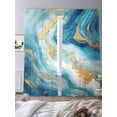 thumbnail image 3 of Abstract Marble Texture Sheer Curtains for Living Room Bedroom, Light-filtering Sheer Curtain, Teal Shinny Gold Gradient Art Rod Pocket Voile Window Treatment Drapes, 52’’Wx84’’L, 2 Panels Set, 3 of 7