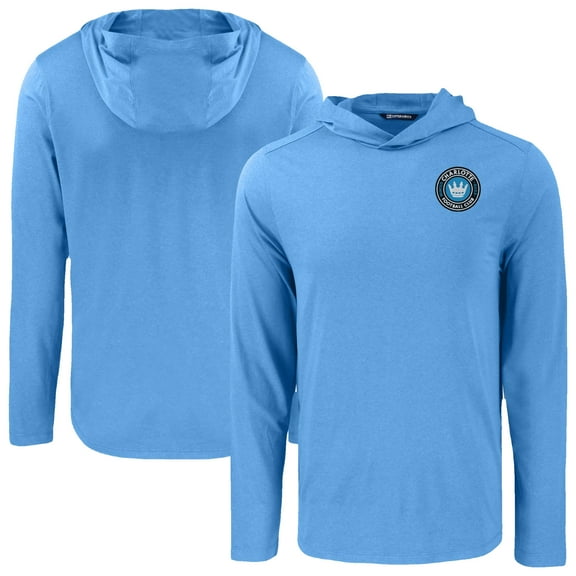 Men's Cutter & Buck Blue Charlotte FC Coastline Epic Comfort Eco Recycled Long Sleeve Hoodie T-Shirt