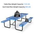 thumbnail image 6 of 96" Picnic Table, Expanded Outdoor Steel Picnic Table with Umbrella Hole, Outdoor Picnic Table for Patios, Parks, Gardens, Blue, 6 of 7