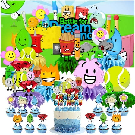 Battle for Dream Island Party Decorations Decor Supplies Honeycomb Centerpieces Table Toppers Cake Toppers for Birthday Photo Props