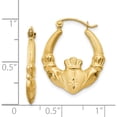 thumbnail image 5 of 14K Yellow Gold Polished And Satin Claddagh Hoop Earrings (12 X 4) Made In Indonesia te420, 5 of 6