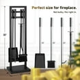 thumbnail image 3 of YANGLI 5-Piece Wrought Iron Fireplace Tool Set, 30 Inches, Black, Indoor/Outdoor Use, 3 of 5
