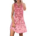 thumbnail image 1 of zanvin Clearance Vente Femmes Robes d'Été, Mode d'Été Imprimé à Col Rond Sans Manches Robe Pull, Rose, XXXL, 1 of 6