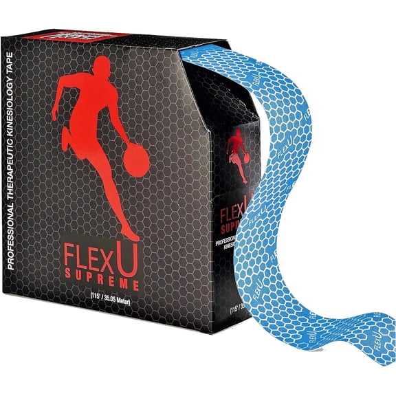FlexU Kinesiology Tape 140 Pre-Cut Strips or Continuous Roll; Ultra-Thin Hypoallergenic Latex-Free; Designed as Sports Therapy Support for Muscles & Joints; Knee Shoulder & Back Support; Long Lasting