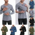 thumbnail image 4 of Kangaroo Shirt for Dad Men's T-Shirt Long Sleeve V Neck Tee Shirts Casual Pet Carrier Tops with Kangaroo Pouch, 4 of 9