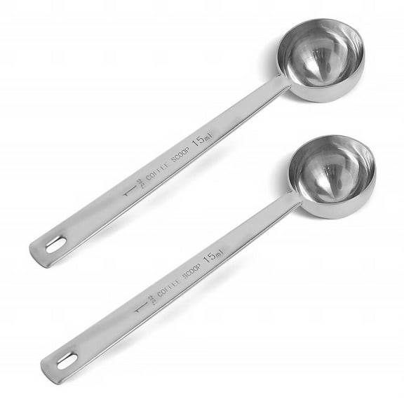 2-piece stainless steel coffee measuring spoon coffee scoop,coffee scoop 1 tablespoon,long handle coffee scoop suitable for coffee powder and coffee making (silver-2pcs-15ml)