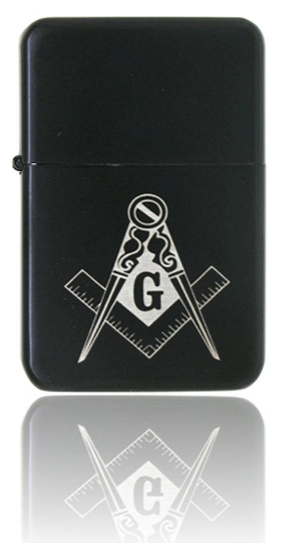 Gifts Infinity® Masonic Freemasonry Matt Black Finish Wind Proof Oil Lighter