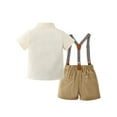 thumbnail image 2 of CARETOO Toddler Boys Formal Outfits Suits Tuxedo Party Clothes Top Suspender Pants Tie Cotton Fabric, 2 of 13