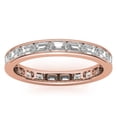 thumbnail image 2 of Solitaire Brilliance 3x2mm Emerald Moissanite Channel Set Eternity Band, Full Eternity Wedding Stackable Band Solid 14K Rose Gold, Ring Size 5.5, 2 of 6