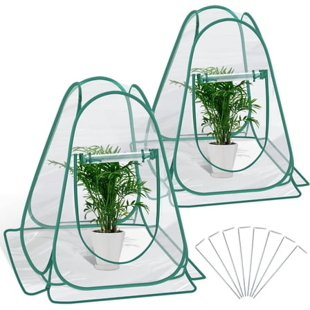 Pop Up Greenhouse Cover, Mini Greenhouse PVC Gardening Plant 2-Pack, Portable Small Green House for Indoor Outdoor, Sunshine Room Backyard Flow