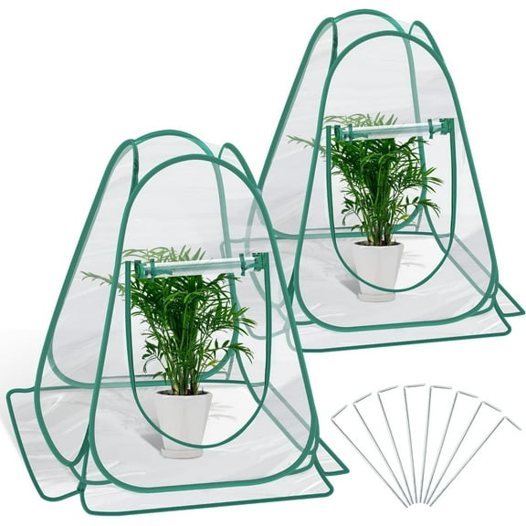 Pop Up Greenhouse Cover, Mini Greenhouse PVC Gardening Plant 2-Pack, Portable Small Green House for Indoor Outdoor, Sunshine Room Backyard Flow