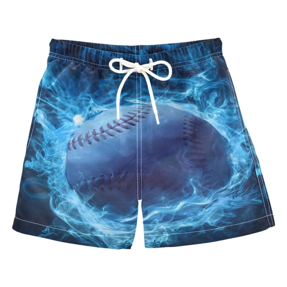 joogoo Boy Swim Trunks Baseball in Fire Bathing Beach Board Shorts Medium