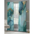 thumbnail image 4 of Teal Marble Sheer Curtains for Living Room Bedroom Modern Abstract Art Luxury Yellow Sheer Curtains 108 Inch Long 2 Panels Set Light Filtering Curtain Window Treatments Drapes for Dining Room, 4 of 6