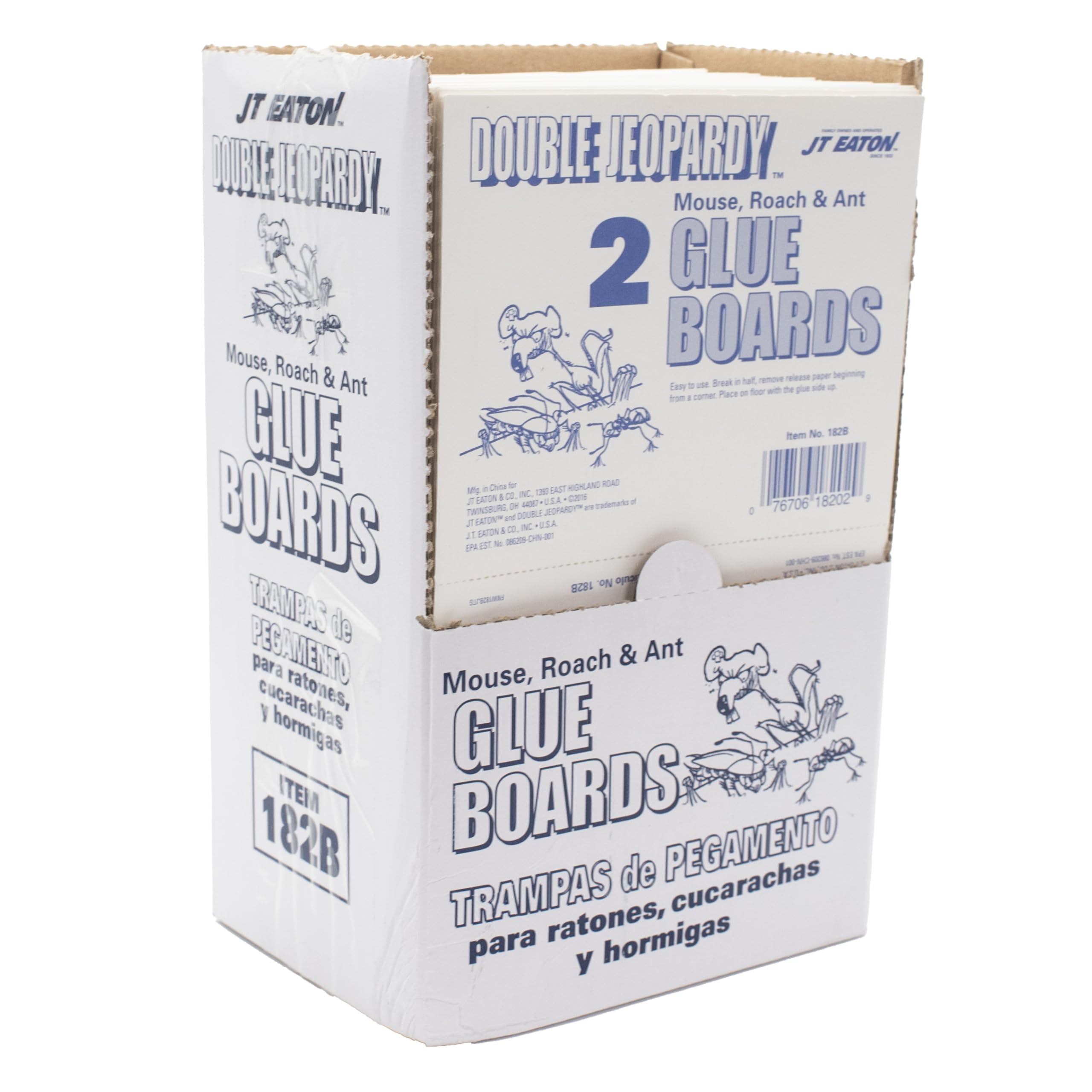 JT Eaton Double Jeopardy Glue Board with Release Paper - Trap for Mice and Insects - 72 Ct