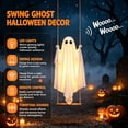 thumbnail image 4 of Luckky 6 FT Large Hanging Swing Ghost Halloween Outdoor Decoration,Spooky Cute Hanging Ghost Ornament,Holiday Decor for Front Porch,Yard,Garden Tree & Halloween Party（with Light&Remote control）, 4 of 7